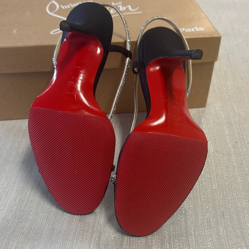 Christian Louboutin Black Heels with Silver Straps - Picture 6 of 7
